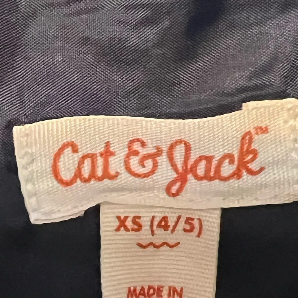 Cat & Jack Navy and Green Sleeveless Dress Lined Houndstooth Bow Themed waist